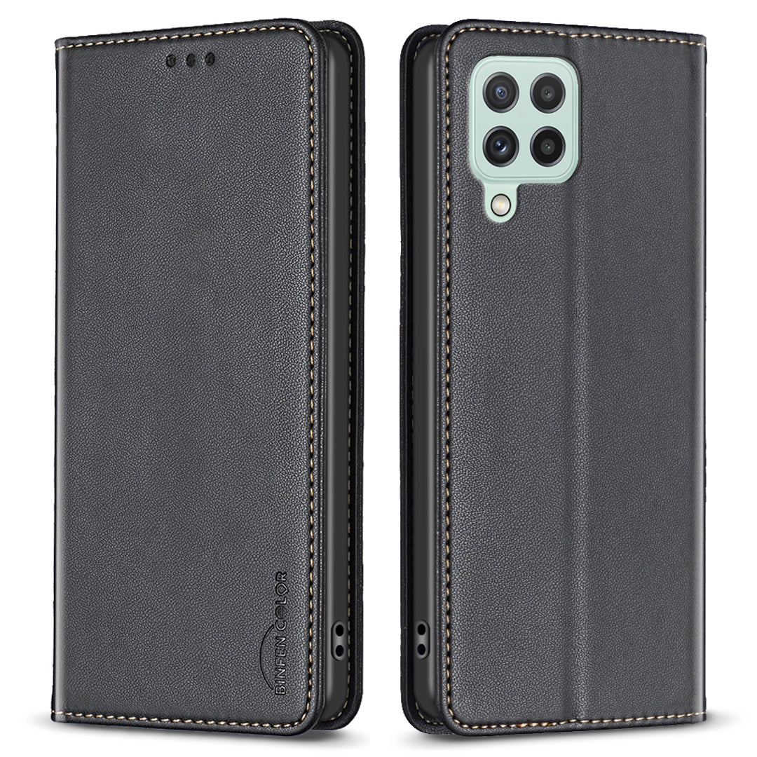 BINFEN COLOR BF18 For Samsung Galaxy A22 4G (EU Version) Phone Case with Card Holder PU Leather Stand Flip Cover BINFEN COLOR BF18 For Samsung Galaxy A22 4G (EU Version) Phone Case with Card Holder PU Leather Stand Flip Cover